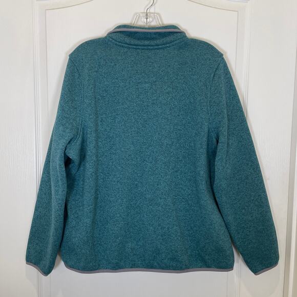 L.L. Bean Sweater Fleece Snap Neck Teal Gray Pullover Gorpcore Hiking XL Petite - Picture 6 of 6